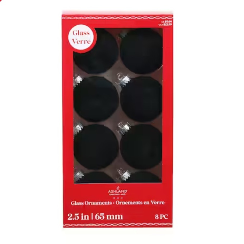 CLEARANCE SALE! New Ashland by Michaels Flocked Black Ornament Set- ONLY 6 LEFT